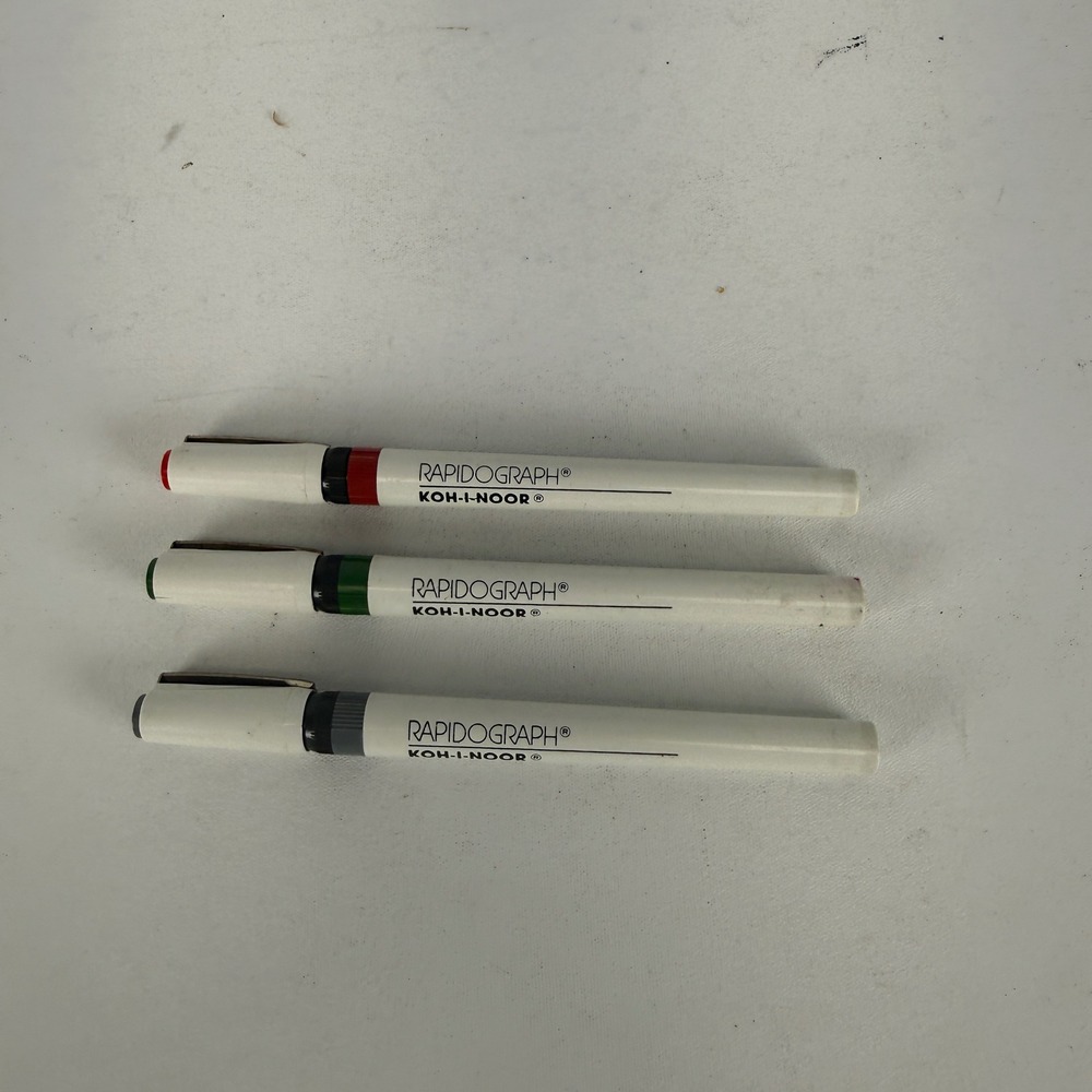 Vintage Koh-I-Noor Rapidograph Technical Pens Set of 3 Sizes .35 .60 .80 USA